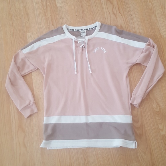 PINK Victoria's Secret Sweaters - PINK Color Block Laced Up Sweater
